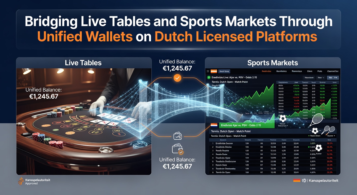 Geïntegreerde wallet-interface die live casino tafels en sportweddenschappen verbindt op een Nederlandse vergunde platform