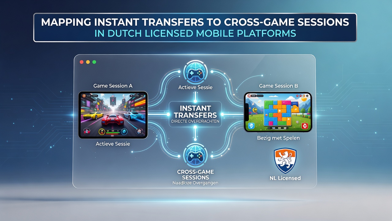 Diagram van dataflow tussen instant transfers en verschillende game types op mobiele apps