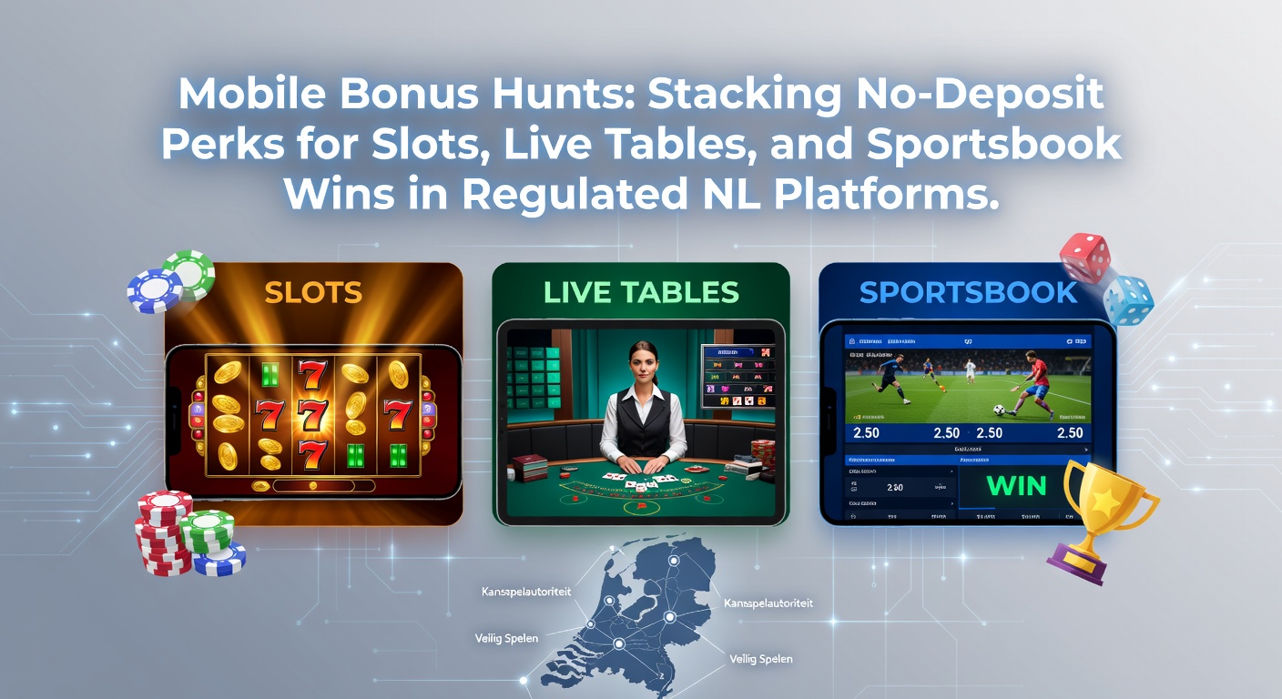 Smartphone met open online casino app waarop no-deposit bonus meldingen zichtbaar zijn op een Nederlands gereguleerd platform