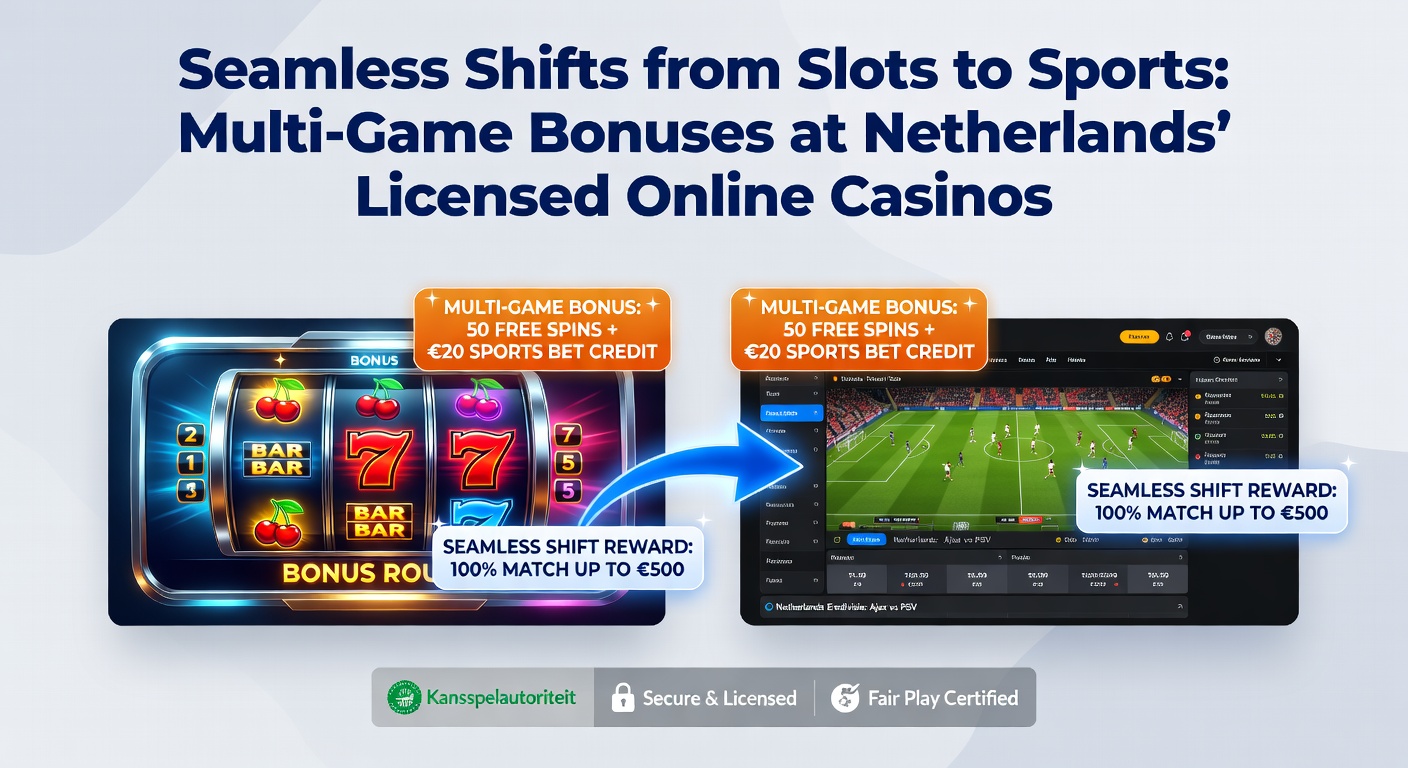 Speler schakelt moeiteloos over van slots naar sportweddenschappen op een Nederlands online casino-platform, met bonuspromoties zichtbaar op het scherm