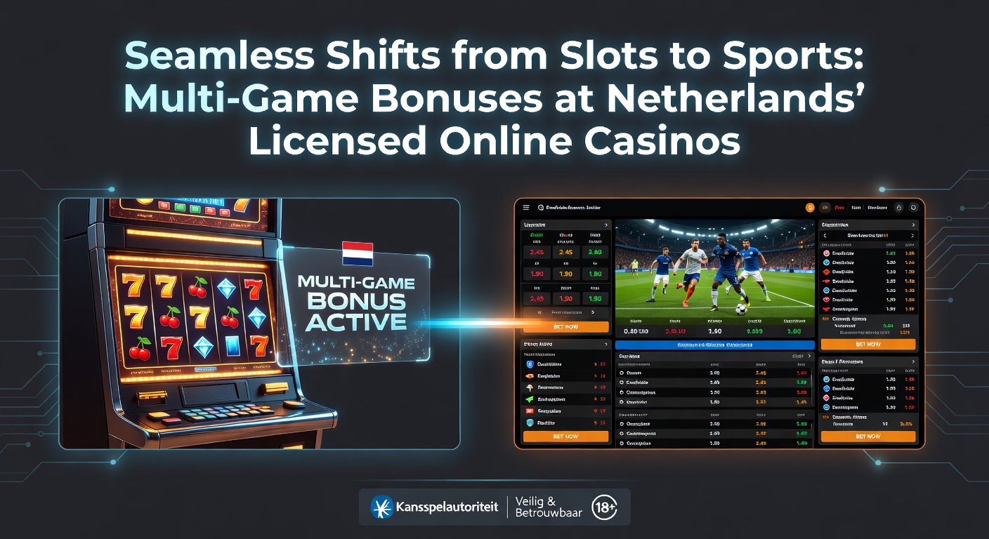 Overzicht van een multi-game bonusdashboard op een Nederlands casino-site, met slots, sportweddenschappen en bonus-tracker in één scherm