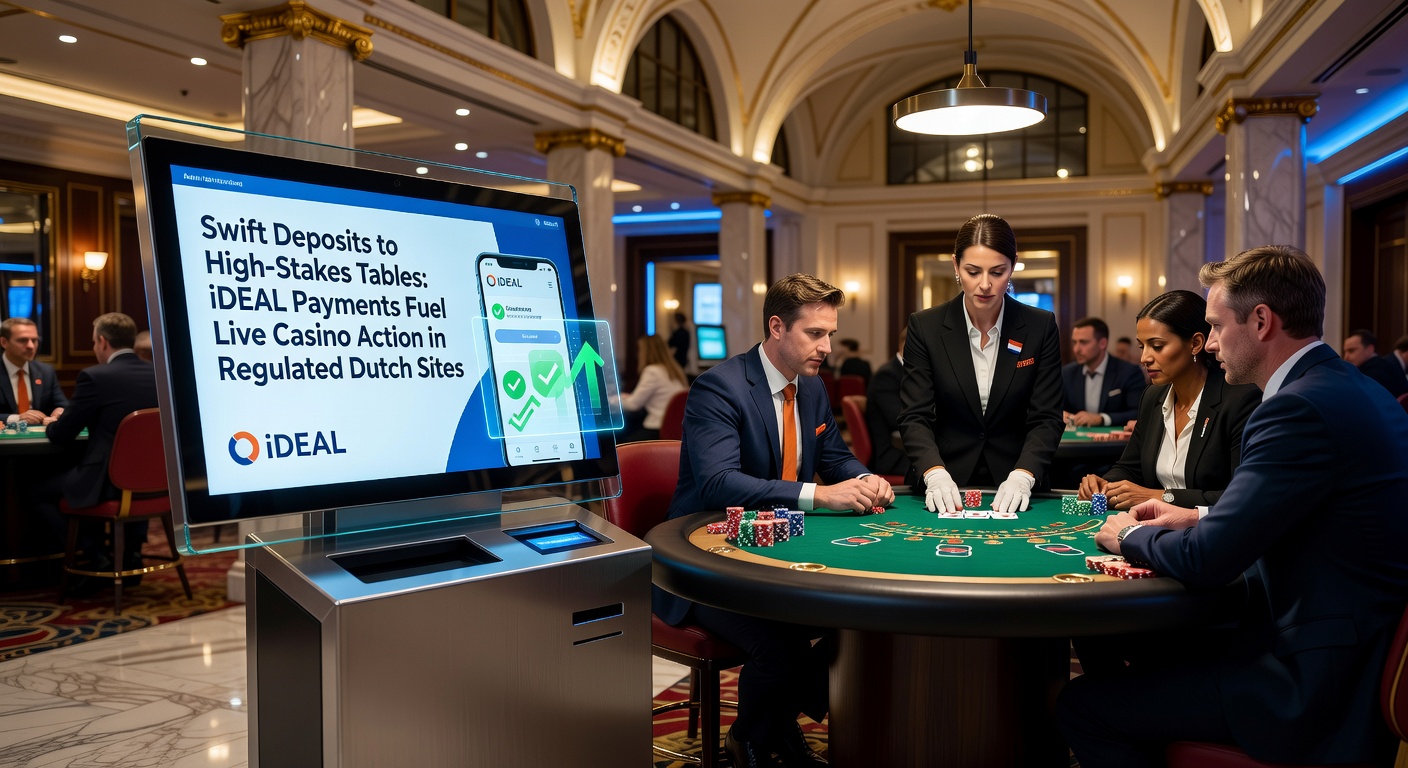 Schermafbeelding van een iDEAL-betaling die leidt naar een live blackjack-tafel met hoge inzetten in een Nederlands online casino