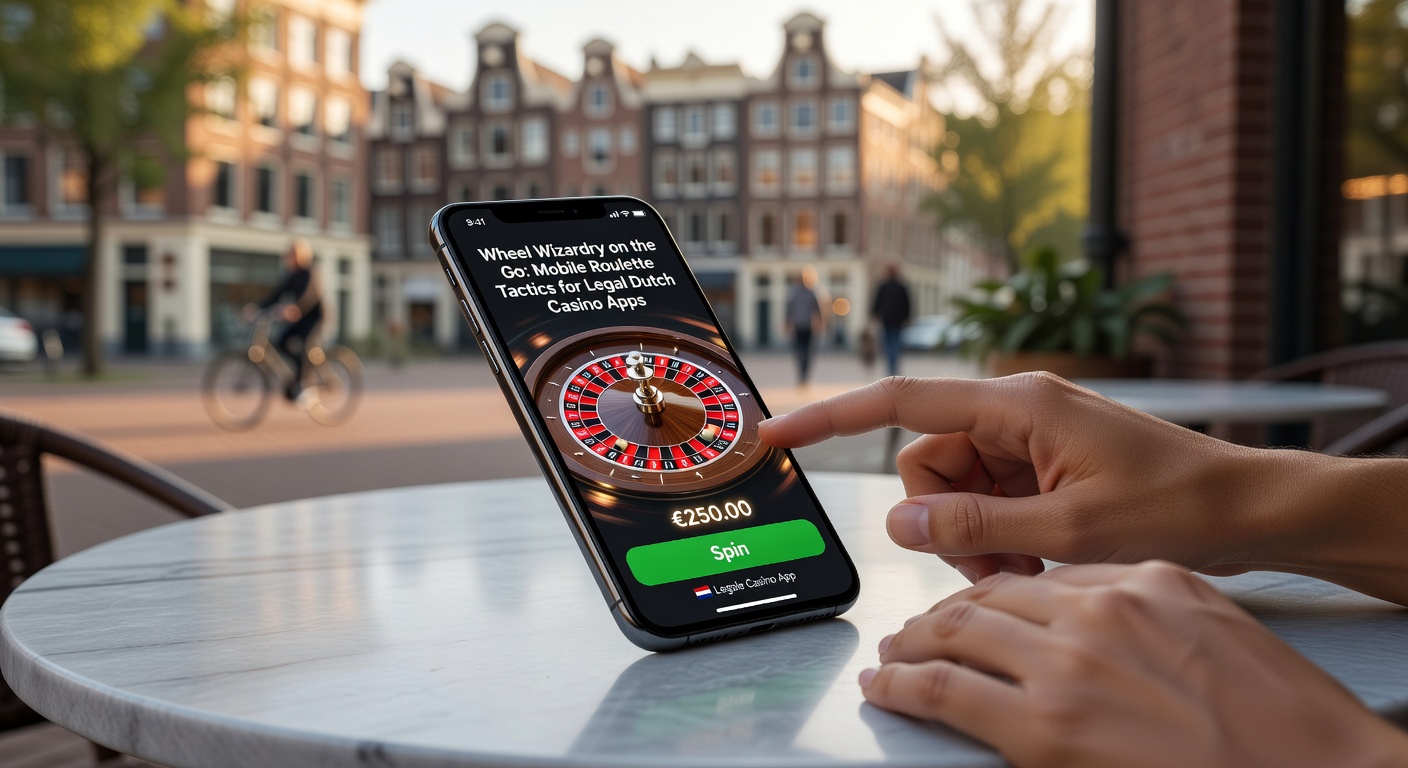 Smartphone met levendige mobiele roulette interface op een legale Nederlandse casino app, inclusief wiel en inzetopties